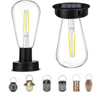 Lot de 2 lampes solaires de rechange pour extérieur - Résistantes aux intempéries - Avec ampoule LED claire - Couvercle de rechange - Panneau solaire pour lanterne solaire d'extérieur (7 cm)