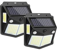 Lot de 2 Lampes solaires de sécurité à 160 LED avec détecteur de Mouvement, étanches, pour clôture, Appliques murales à énergie Solaire, 3 Modes d'éclairage, Grand Angle de 160°, pour terrasse, g