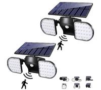 Lot de 2 Lampes solaires d'extérieur avec détecteur de Mouvement, Appliques murales solaires d'extérieur étanches IP65, 56 LED + 400 LM, Angle d'éclairage de 270°, lumière Blanche 6500 K, pour ja