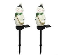 Lot de 2 lampes solaires d'extérieur en forme de bonhomme de neige pour décoration de pelouse et cour - Lumières solaires festives pour allées de jardin (bonhomme de neige)