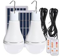 Lot de 2 lampes solaires d'intérieur/extérieur avec télécommande, capteur crépusculaire, rechargeables solairement/USB