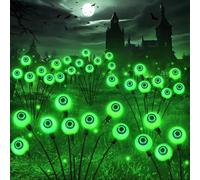 Lot de 2 lampes solaires effrayantes pour Halloween, 16 LED vertes, lucioles, étanches pour chemin, jardin, pelouse, fête (vert)