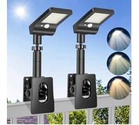 Lot de 2 Lampes Solaires Exterieur à Clipser avec Détecteur de Mouvement, Projecteur Solaire Étanche, Télécommande incluse