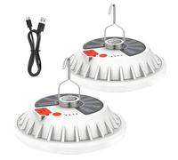 Lot de 2 lampes solaires LED de camping avec télécommande, lampe de camping rechargeable, 5 modes, 120 LED IPx5, lampes solaires étanches pour l'extérieur, pour camping, randonnée, outage, urgence