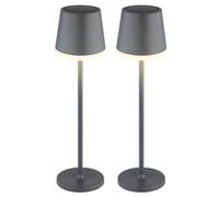 Lot de 2 lampes solaires LED lampe de table lampe extérieure anthracite lampe de jardin lampe de terrasse, métal plastique satiné, batterie protégée contre les éclaboussures, 50Lm blanc chaud, H 41 cm