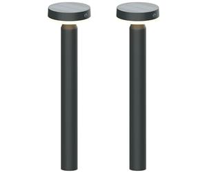 Lot de 2 lampes solaires pour allées BOLD lampes solaires d'extérieur de 50 cm avec détecteur de mouvement (lampe d'extérieur avec capteur PIR de 100° et 6 m, IP44 résistante aux intempéries) Gun Grey