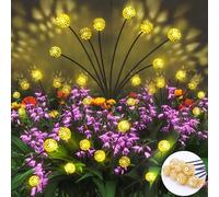Lot de 2 lampes solaires pour jardin extérieur - 8 LED - Lucioles oscillantes - Modes en option - Lampes solaires de jardin pour l'extérieur - Pour décoration de jardin, chemin, cour, patio