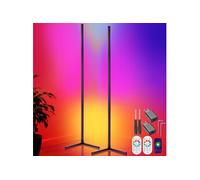 Luminaire - TECTAKE - Lot de 2 lampes sur pied LED SPECTRA diffusion de couleurs avec télécommande, 29,5 x 29,5 x 145 cm - Noir