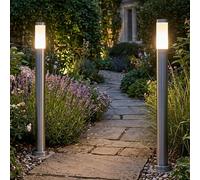 Lot De 2 Lampes Sur Pied Pour Voies Extérieur IP44, Acier Inox, E27 [EEK: Non noté]