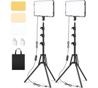 Lot de 2 lampes vidéo LED pour photographie avec support trépied de 62,99"" - 2500-8500 K - Intensité variable - Pour enregistrement vidéo, jeux en direct, YouTube, portraits
