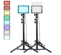 Lot de 2 lampes vidéo LED RVB à intensité variable 2500 K-6000 K USB LED avec trépied pour prise de vue sur table / angle plat / enregistrement vidéo / réunion / Tiktok / streaming de jeux / YouTube