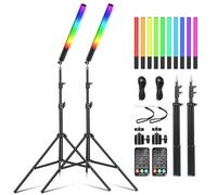 Lot de 2 lampes vidéo LED RVB pour photographie - Couleurs complètes - 2500 K-6500 K CRI95+, Full Color - Luminosité réglable de 0 à 100 % pour TikTok, Vlog, YouTube, Photographie