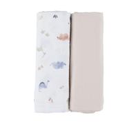 Lot de 2 langes 100 x 100 cm en mousseline de coton bio Dino