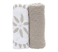 Lot de 2 langes 100 x 100 cm en mousseline Plumes de lune