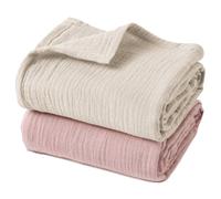 Lot de 2 langes d'emmaillotage pour bébé en 100 % coton - Couverture en mousseline - 95 x 100 cm - Couverture d'emmaillotage pour nouveau-né et bébé