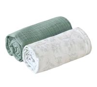 Charlie Crane - Lot de 2 langes en coton biologique 70 x 70 cm - Pearl Blossom et Lichen