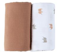 Noukie's - Lot 2 Langes pour Bébé 100x100 cm - Allaitement - Lange Bavoir épaule - Bébé - Change - Couverture légère - Pare Soleil Poussette - Doudou - Accessoire maternité - Eléphants