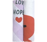 Lot de 2 langes Happy Rascals Coeur lavande (120 x 120 cm)