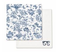 Lot de 2 langes imrpimé Toile de Jouy 70 x 70 cm Bleu