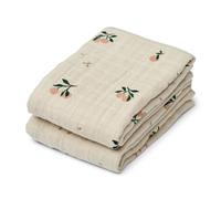 Liewood Couverture en mousseline Lewis – Lot de 2 65x65 cm Peach-Sea shell mix