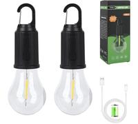 Lot de 2 lanternes de camping à LED rétro, 3 modes d'éclairage, lampes de camping d'urgence portables avec crochet à clip