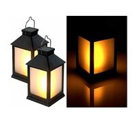 Lot de 2 lanternes de jardin solaires à 32 LED effet flamme [Lunartec]
