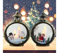 Lot de 2 lanternes de Noël - 8,5 x 12,3 cm - Décoration de Noël - Lanternes de Noël éclairées à piles - Sans flamme - Pour Halloween, Ramadan, jardin, bronze