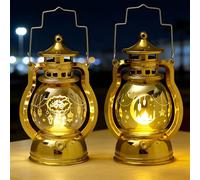 Lot de 2 lanternes décoratives pour le Ramadan - Lanternes suspendues - Vintage - Lumière décorative pour musulman, islam, l'Aïd, le Ramadan - Accessoire de prière pour décoration de table, maison