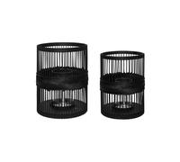 Lot de 2 lanternes en bambou noir, insert en verre - Hübsch, Hexa - 25x25x33 cm