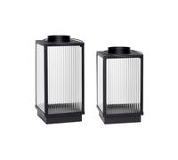 Lot de 2 lanternes en verre texturé noir, d'intérieur - Hübsch, Ripple - 22x22x40 cm