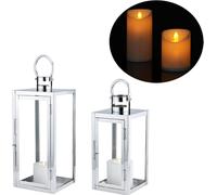 lot de 2 lanternes LED design scandinave Balcon Lanterne de jardin Marra Argent