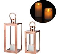 lot de 2 lanternes LED design scandinave Balcon Lanterne de jardin Marra Cuivre