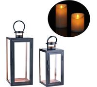 lot de 2 lanternes LED Moderne Lanterne de jardin Déco Moderne Marra Noir