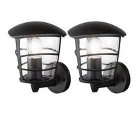Lot de 2 lanternes murales Éclairage de façade Lampe de terrasse ALU noire en kit, ampoules LED incluses