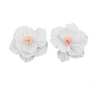 Lot de 2 lanternes murales en papier crépon 3D pour décorations de fête d'anniversaire, décoration de mariage, décoration de chambre d'enfant et fil de papier à faire soi-même (25 cm, blanc et rose)