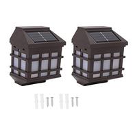 Lot de 2 lanternes murales solaires LED, lampe d'extérieur imperméable à la pluie, lampe murale décorative, lumière blanche pour cour, jardin, villa, terrasse, clôture, jardins,