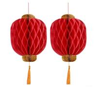 Lot de 2 lanternes rouges en feutre 3D pour le Nouvel An chinois - Fournitures de fête pour la maison, le jardin et les vacances