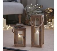 Lot de 2 Lanternes Salcombe en Bois avec Bougies TruGlow