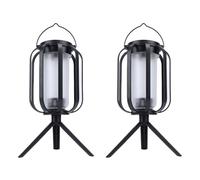 Lot de 2 lanternes solaires, 3 températures de Couleur, Lampes solaires d'extérieur, étanches IPX4, Lampes de Camping suspendues avec trépieds pour terrasse, Porche, décoration de