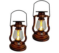 Lot de 2 Lanternes Solaires à LED Vintage avec Bougie - Lampe de Jardin en Verre Antique