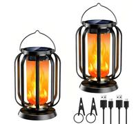 Lot de 2 lanternes solaires à suspendre pour l'extérieur, étanches IP65, avec 3 températures de couleur, pour balcon, jardin, décoration d'Halloween, lampes d'extérieur pour terrasse, pelouse, cour