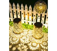 Lot De 2 Lanternes Solaires D'Extérieur Ip65 Étanches En Métal Pour Décoration De Jardin, Terrasse, Patio, Arbre, Camping, Pelouse, Arrière-Cours, M23556A-1W126B