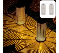 lot de 2 lanternes solaires modernes Lanterne Lampe Déco Scandinave Balcon Jardin Bamba Blanc