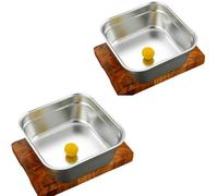 Lot de 2 lavabos carrés en acier inoxydable de 32 cm - Cuve à vaisselle carrée ultra large pour évier de cuisine, lavabo en métal durable et lavabo à légumes pour vaisselle, casseroles et poêles