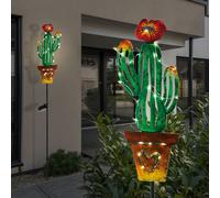 Lot de 2 LED lampe solaire d'extérieur plug-in cactus design jardin terrasse décoration terre pointe lampe colorée