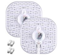 Lot de 2 LED Module Conversion Kit, 24W 3 Couleurs LED Carré Lampe Remplacement avec Support Magnétique, 160 mm Plafonnier Carré Lumière Module Lampe Pour Plafonnier Lampe tube (Non Dimmable)