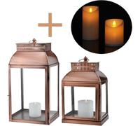 lot de 2 LED Vintage Balkong Photophore de jardin Lanterne de jardin Smilia Cuivre
