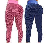 Lot de 2 Legging Yoga Femme Grande Taille, Legging Sport Femme Taille Haute Sexy Solide éLastiques Opaque Coupe Slim Pantalons Séchage Rapide Contrôler du Ventr Leggings pour Jogging Fitness