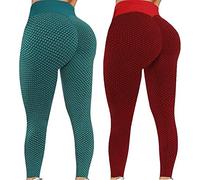 Lot de 2 Legging Yoga Femme Grande Taille, Legging Sport Femme Taille Haute Sexy Solide éLastiques Opaque Coupe Slim Pantalons Séchage Rapide Contrôler du Ventr Leggings pour Jogging Fitness
