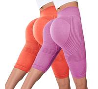 Lot de 2 leggings anti-cellulite pour femme - Compression 3D - Opaque - Taille haute - Minceur - Pour la gym, le yoga, la course à pied - Legging court sans couture - Contrôle du ventre - Pantalon de